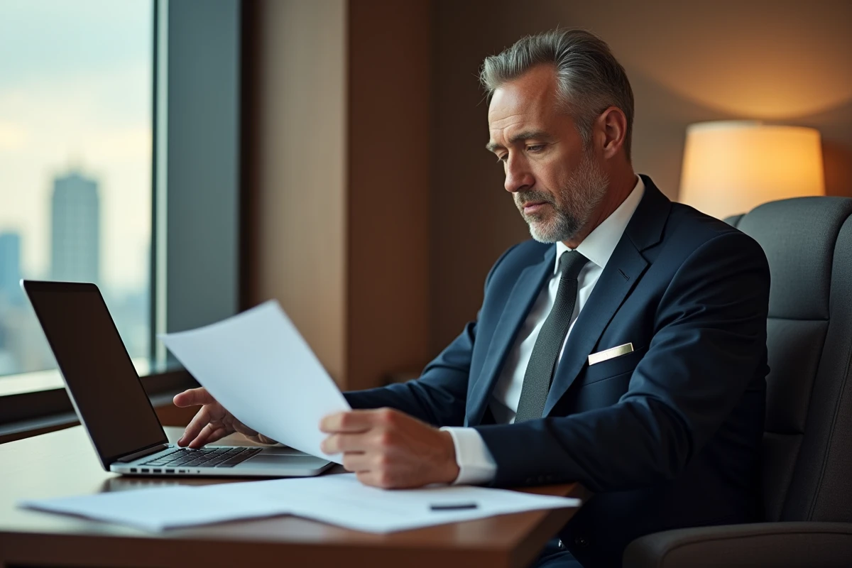 Agent de voyage en costume dans un bureau d