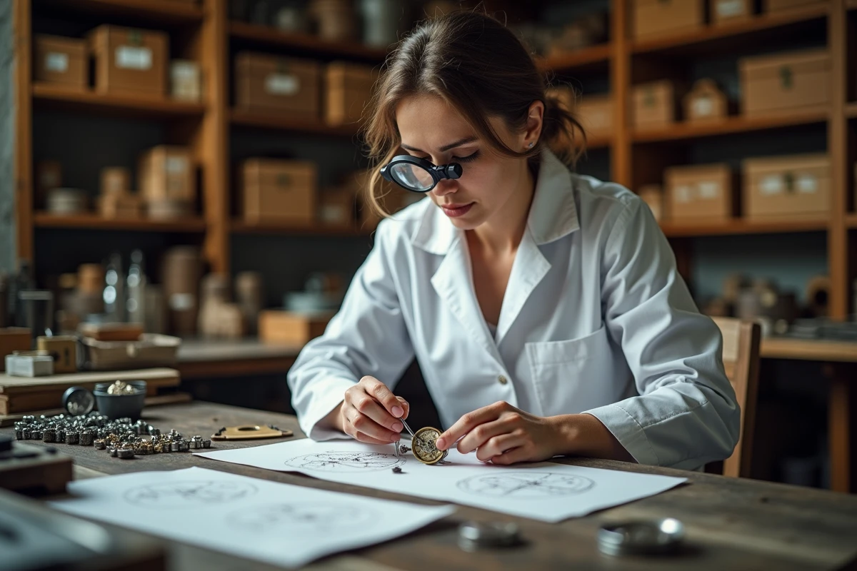 Horlogère experte assemblant un mouvement mécanique de précision dans un atelier manufacture suisse, illustrant le savoir-faire artisanal au cœur des maisons du groupe Richemont