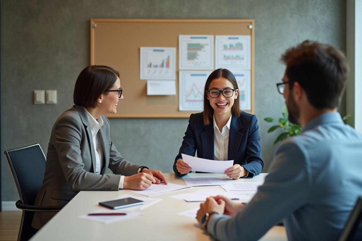 Jeune femme comptable expliquant un document fiscal