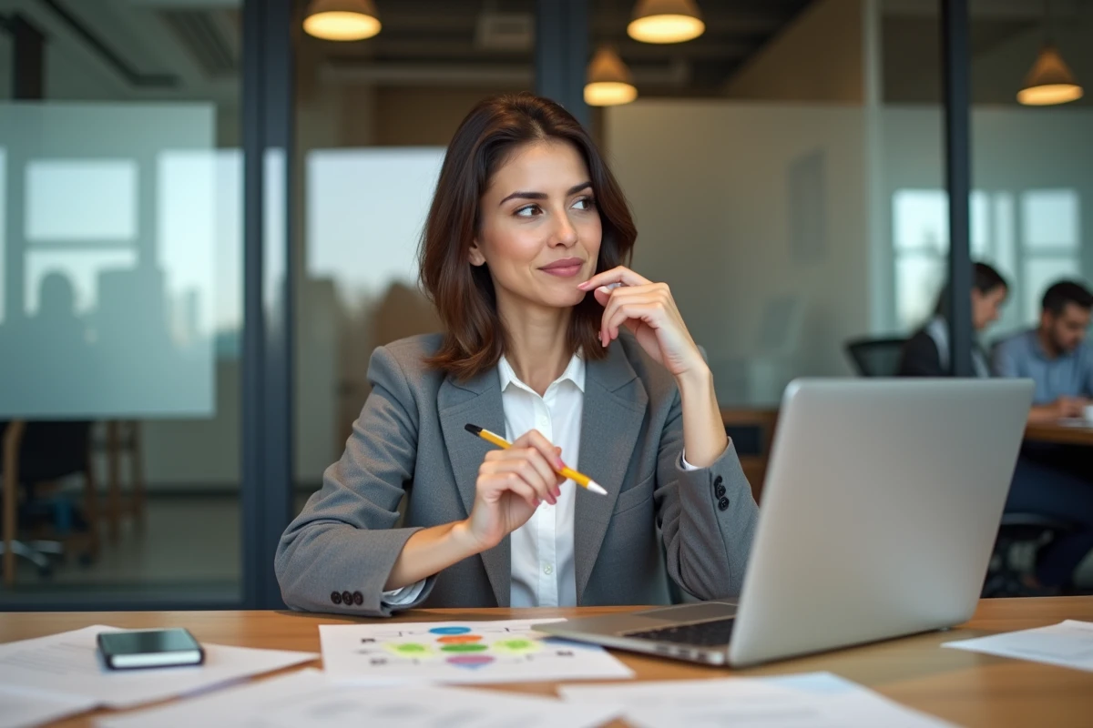 Femme en réunion d'analyse identifiant des erreurs dans un processus de mise en place organisationnelle