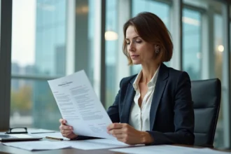 Femme d affaires en réunion dans un bureau moderne