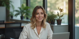 Pause rémunérée : 20 minutes, sont-elles payées? Expliqué Femme au bureau avec tasse de café et expression détendue
