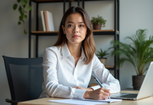 Productivité : 1 seule action à faire dès maintenant pour booster votre efficacité ! Jeune femme au bureau écrivant une tâche sur un notepad