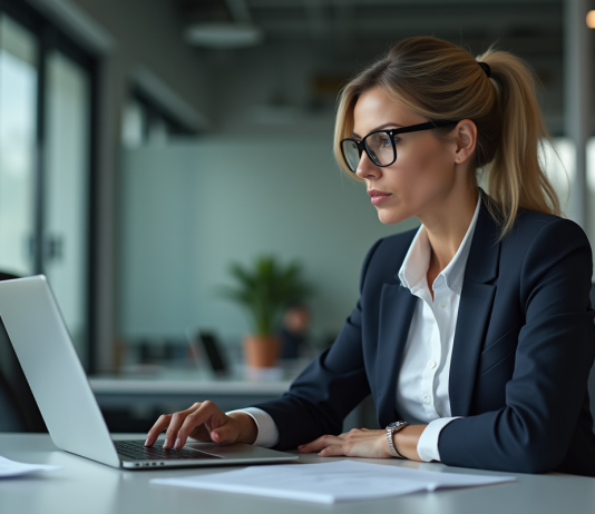 Confidentialité loi 25 : définition et conséquences d’un incident de confidentialité Femme d affaires concentrée sur un message de securite des donnees