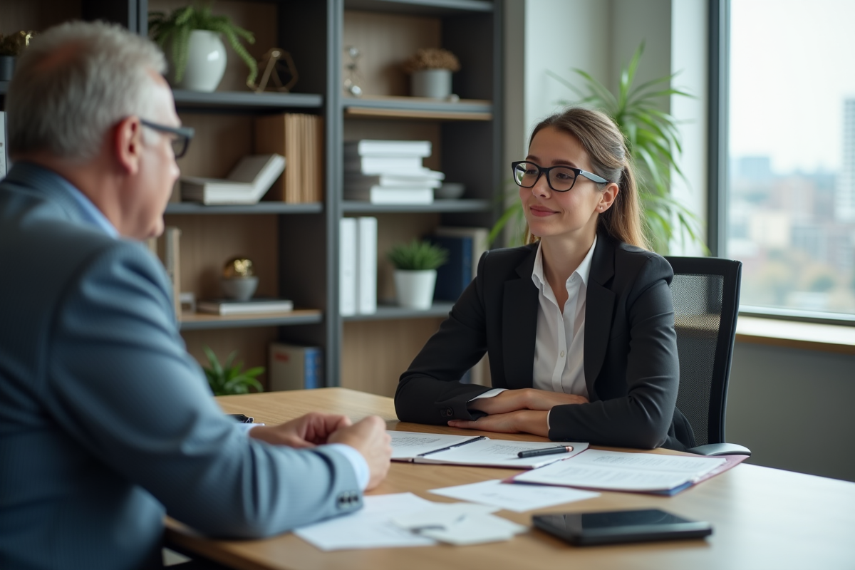 Femme en discussion avec un responsable des ressources humaines