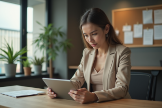 Jeune femme professionnelle en réunion de travail