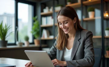 Employeur: qui contacter en cas de problème au travail ? Femme en blazer parlant au téléphone dans un bureau moderne