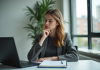 Femme professionnelle réfléchissant à des décisions importantes