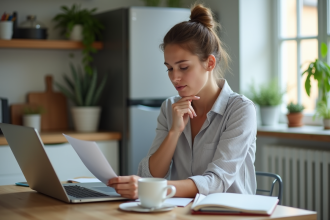 Femme en casual au travail à la maison