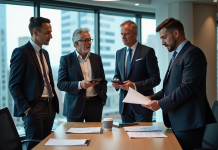 ISO 26000 : découvrir les 7 principes essentiels à connaître pour une entreprise Groupe de professionnels en réunion dans un bureau moderne