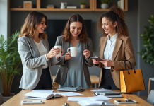 Goodies personnalisés : Comment bien les choisir pour votre entreprise ? Groupe de professionnels avec objets promotionnels en réunion