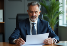 Motifs pour licencier : les raisons et marche à suivre en France Homme d'affaires lisant un document dans un bureau moderne