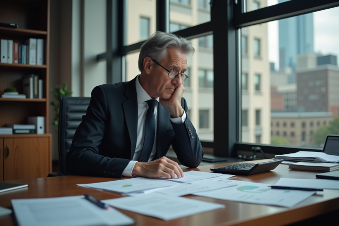 homme-affaires-ordinateur-bureau Homme d'affaires en costume dans un bureau moderne