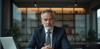 Homme d'affaires en costume dans un bureau professionnel