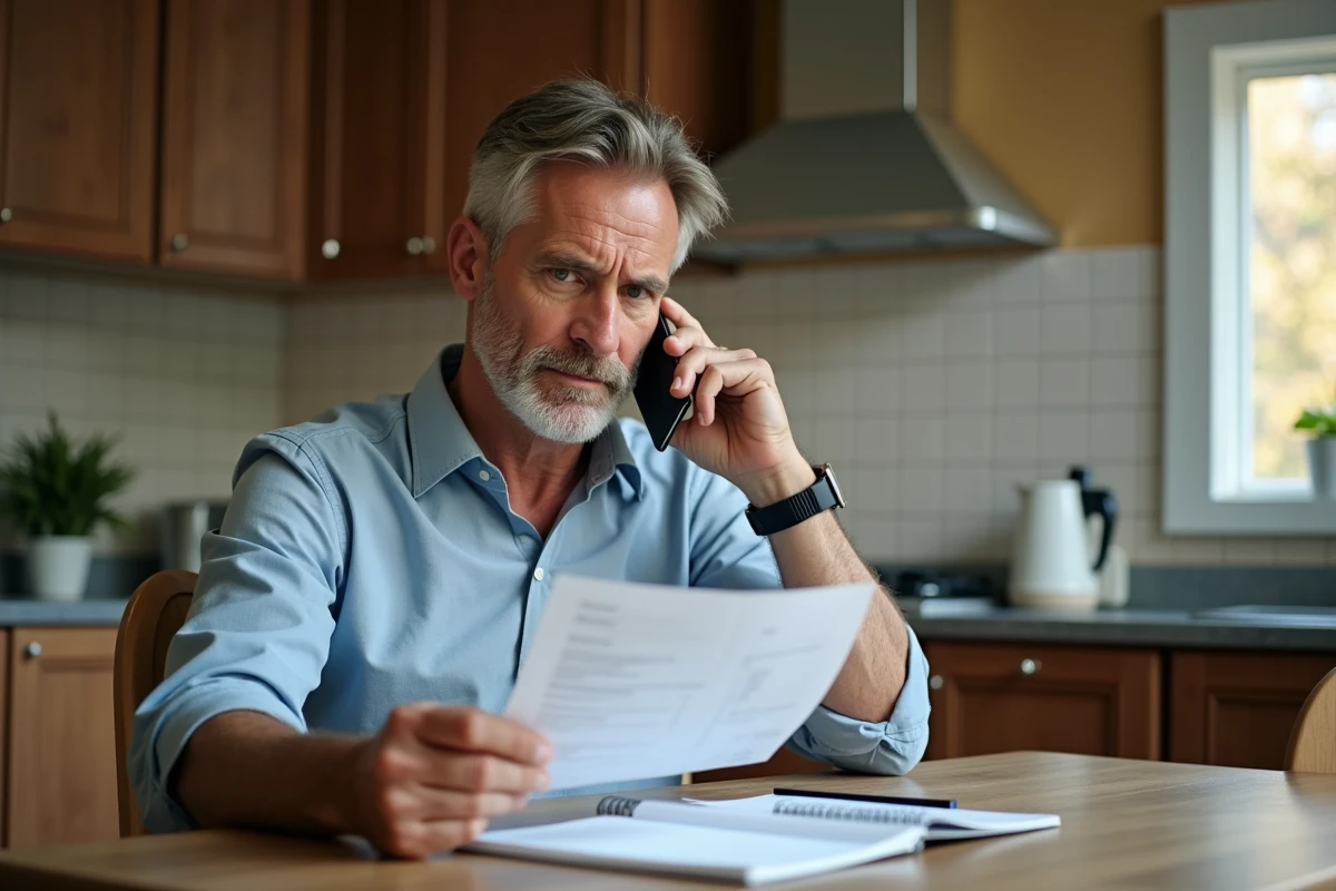 Homme en train de contacter son conseiller pour signaler une erreur dans le calcul de son allocation de sécurisation professionnelle