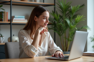Jeune femme française pratique la prononciation d'Elon Musk