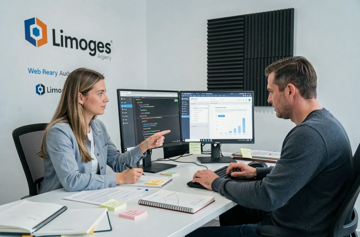 Équipe d'une agence SEO et développement web à Limoges réalisant un audit technique et de référencement