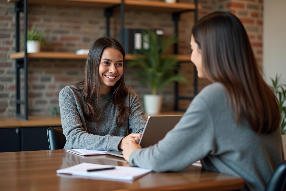 Femme professionnelle en réunion avec conseiller