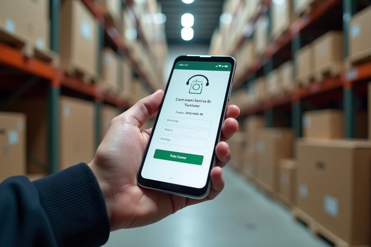 Gros plan sur un smartphone affichant le numéro et les horaires du service client Geodis