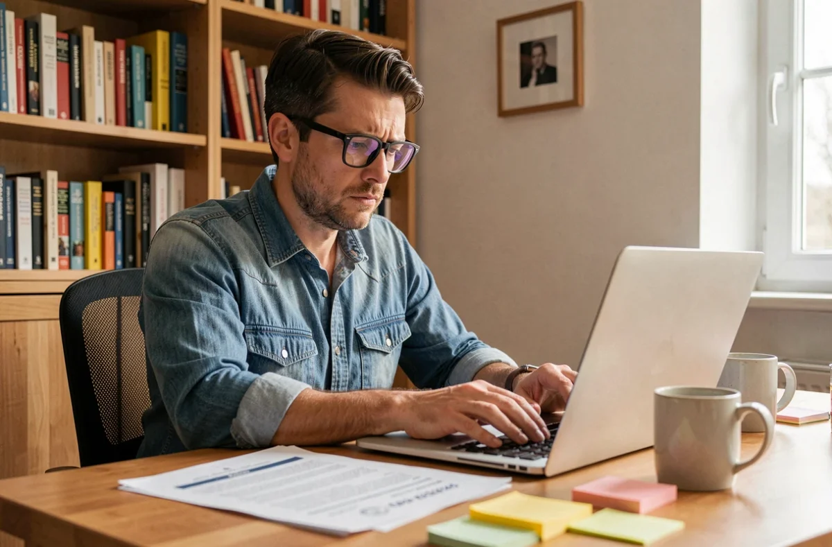 Travailleur indépendant en portage salarial étudiant ses droits aux allocations chômage depuis son bureau à domicile